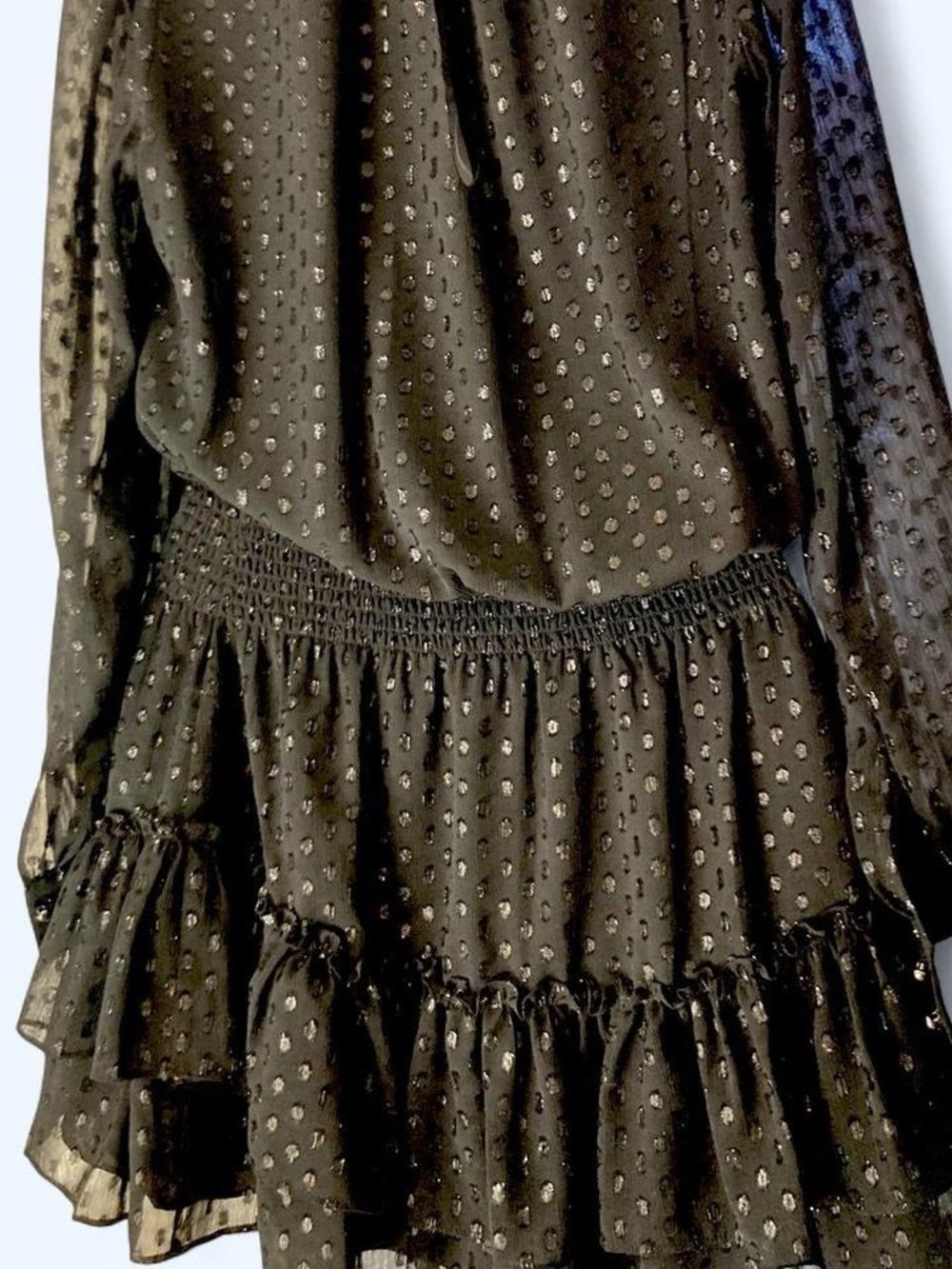 Black Metallic Dot Long Sleeve Blouse & Skirt Set - Picture 2 of 3